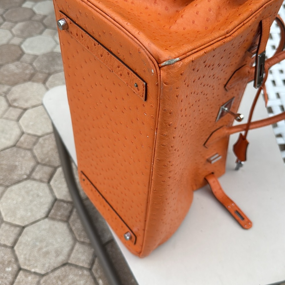 Hermes Tangerine Ostrich Birkin 35 Palladium Hardware, 2004 - Picture 8 of 12